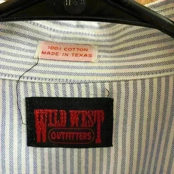 Wild West Outfitters Button-up Light Blue & White Striped Western Dress Shirt XL - Picture 3 of 9